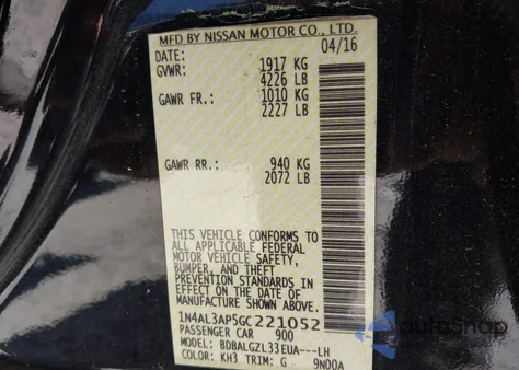 2016 Nissan Altima 2.5 S z USA, uszkodzony, nr VIN 1N4AL3AP5GC221052